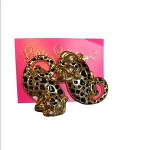 Lilly Pulitzer gold and enamel Jaguar Stud Statement Earrings